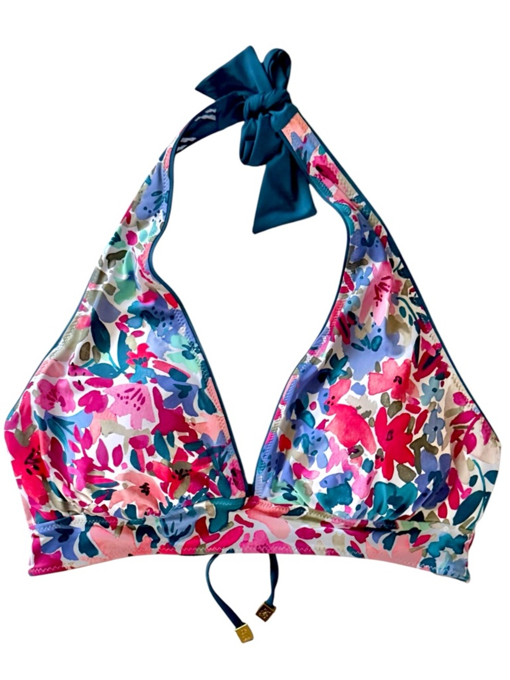 Tommy Bahama Watercolor Floral Reversible Halter Bikini Top - Picture 5 of 16